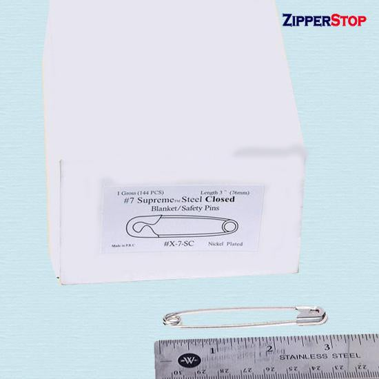 3" Nickel Safety Pins (144 pins-box)