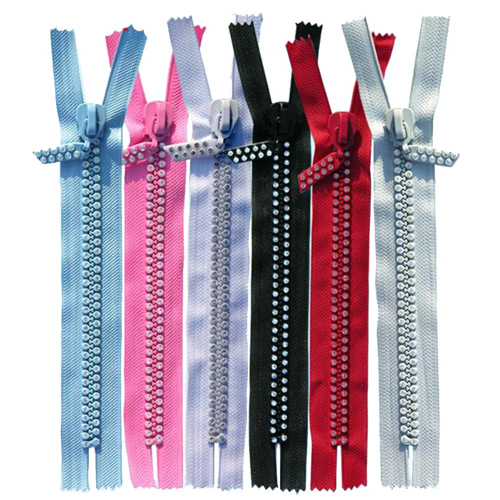 Rhinestone Closed Bottom 7" Zipper - Dual Strand