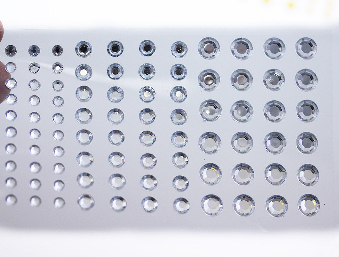 Crystal Clear Self Adhesive Rhinestones 3 Sizes 4mm 6mm 8mm - 5 Sheets / 480PCS