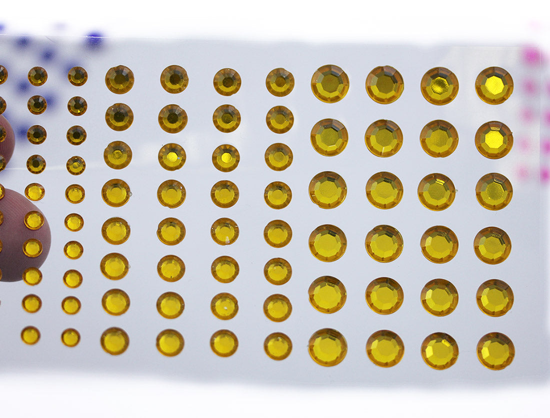 Gold Topaz Self Adhesive Rhinestones 3 Sizes 4mm 6mm 8mm - 5 Sheets / 480PCS