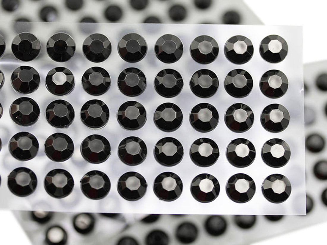 Jet Black Stick On Rhinestones