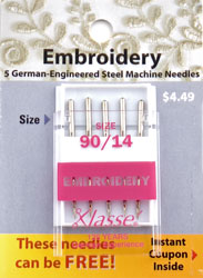 Klass Embroidery Needles - Size 90/14