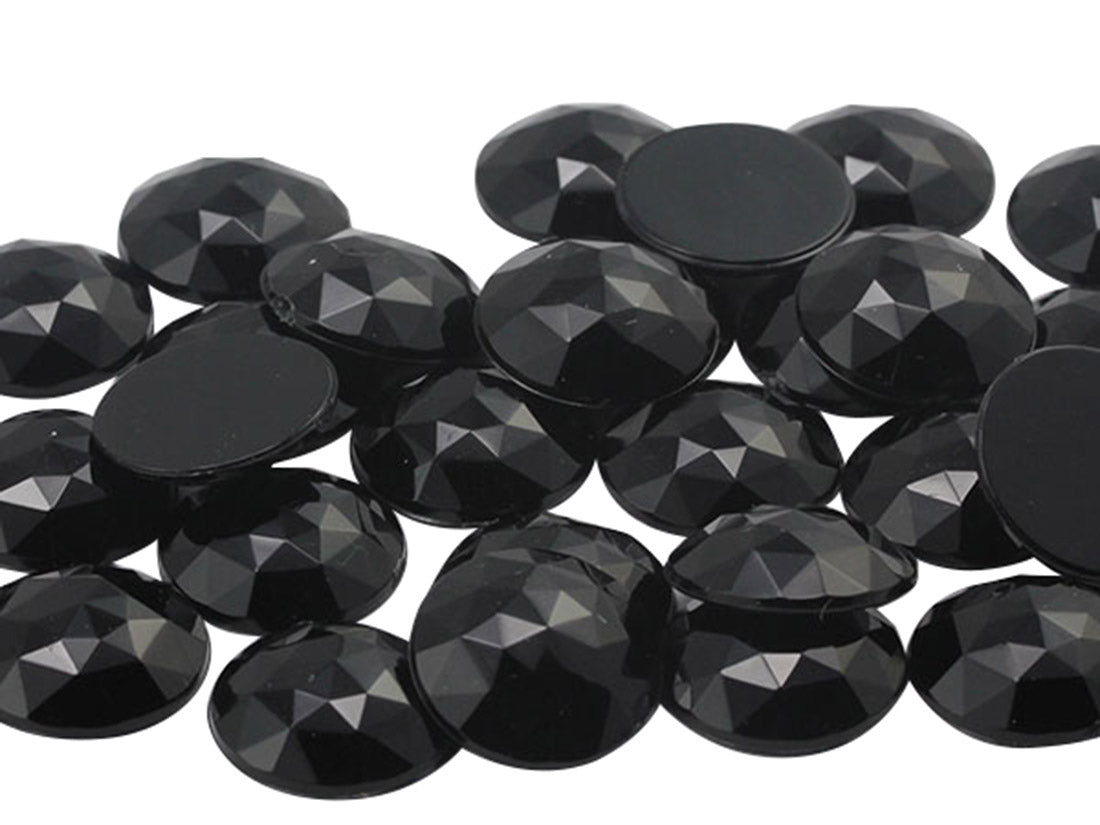 Black Flat Back Round Gems
