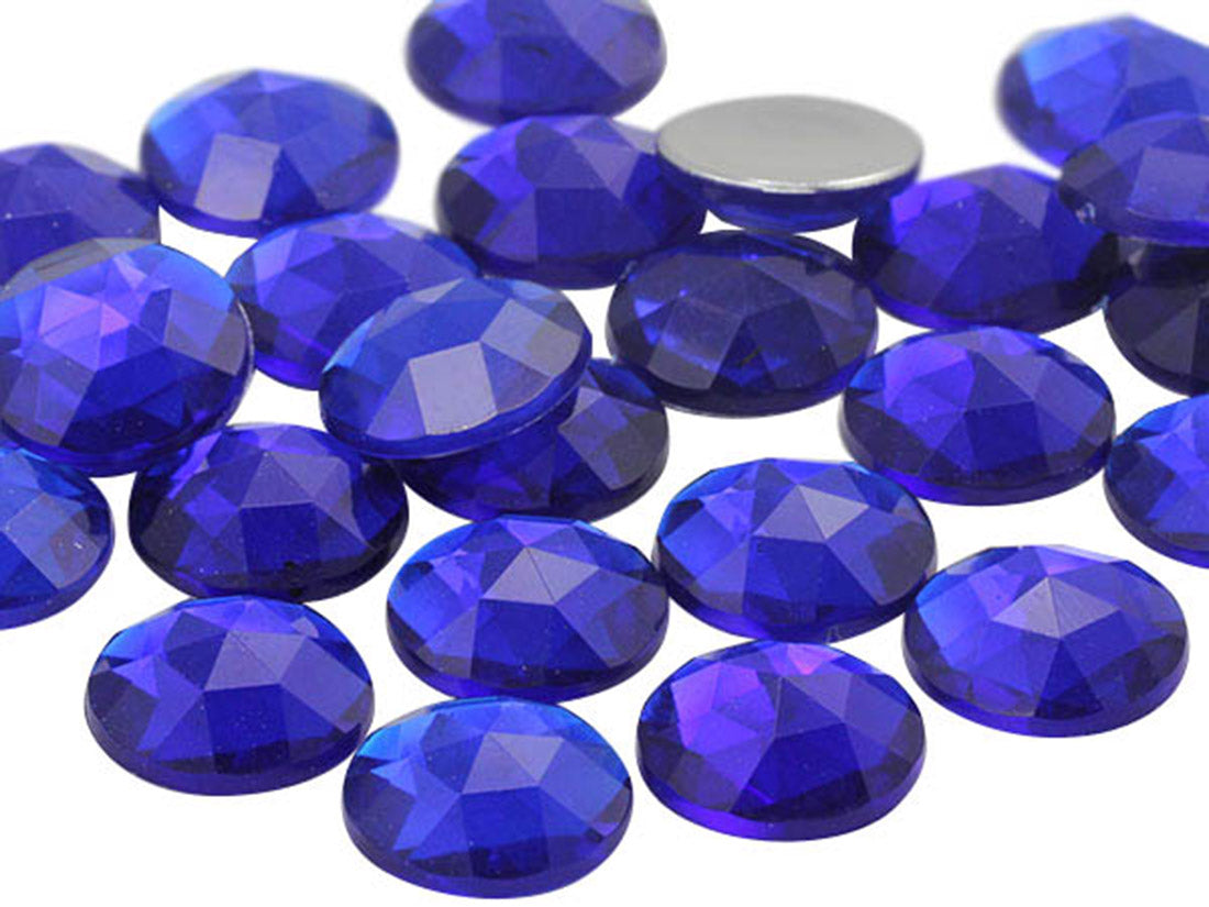 Blue Dark Sapphire Flat Back Round Gems