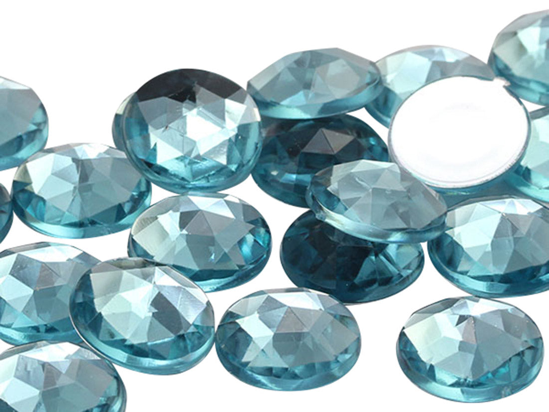 Blue Light Aqua Flat Back Round Gems
