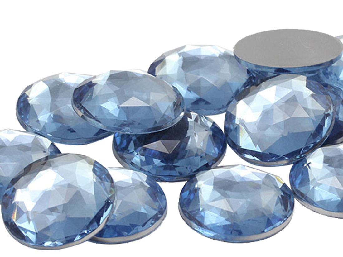 Blue Light Sapphire Flat Back Round Gems