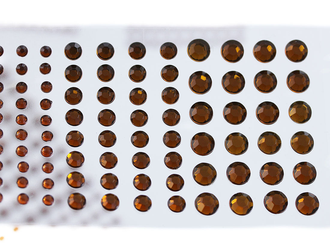 Brown Self Adhesive Rhinestones 3 Sizes 4mm 6mm 8mm - 5 Sheets / 480PCS