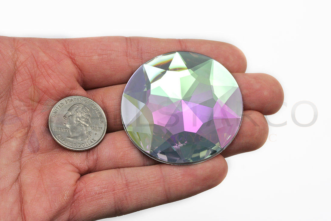 Crystal AB Extra Large Flat Back Round Gems