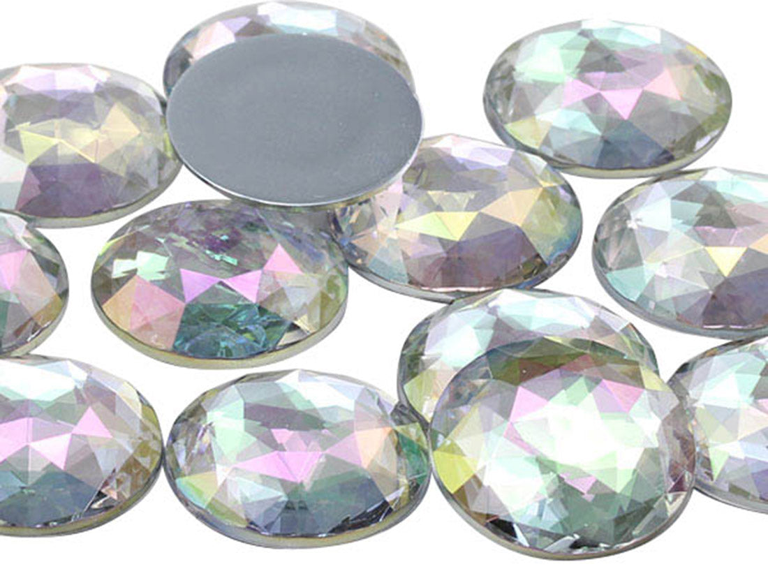 Crystal AB Flat Back Round Gems