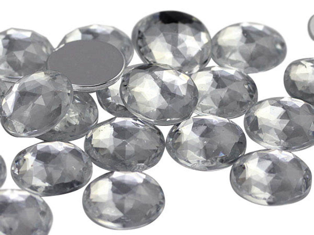 Crystal Clear Flat Back Round Gems