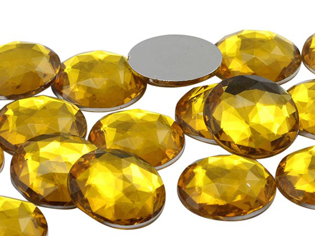 Gold Topaz Flat Back Round Gems