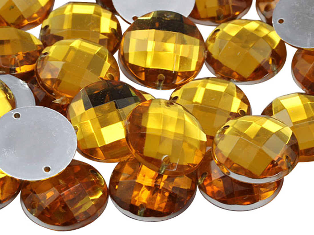 Gold Topaz Sew On Round Gems
