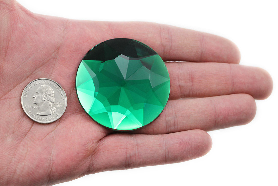 Green Emerald Extra Large Flat Back Round Gems