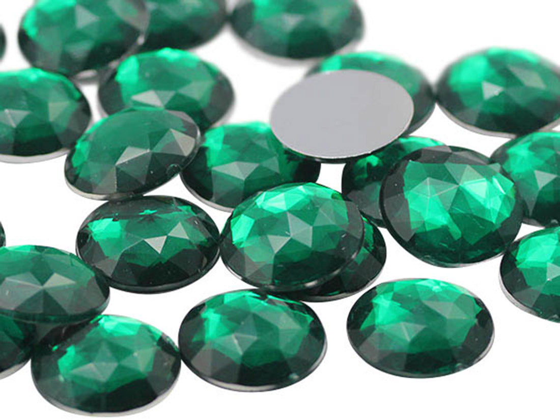 Green Emerald Flat Back Round Gems