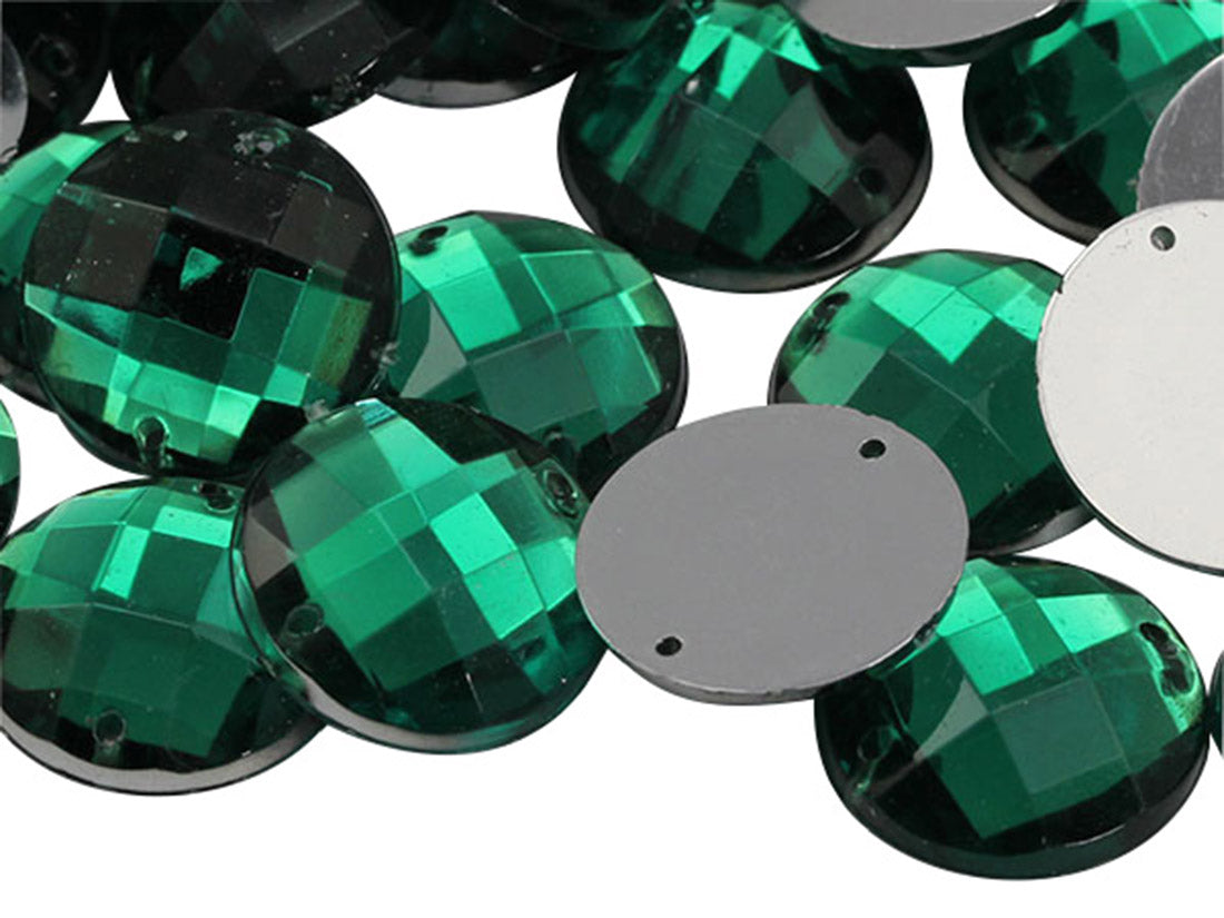Green Emerald Sew On Round Gems