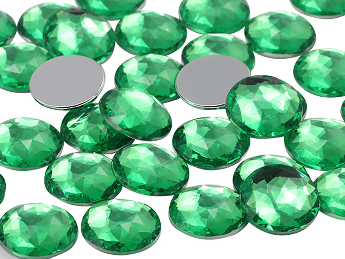 Green Peridot A23 Flat Back Round Gems