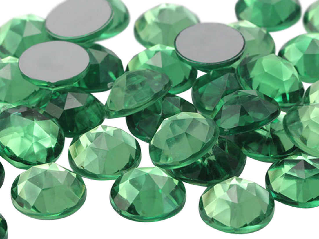 Green Peridot PD Flat Back Round Gems - 13mm - 50 Pieces