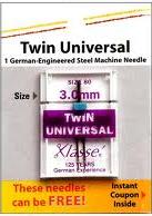 Klass Twin Universal Needle - 3.0 mm/Size 80