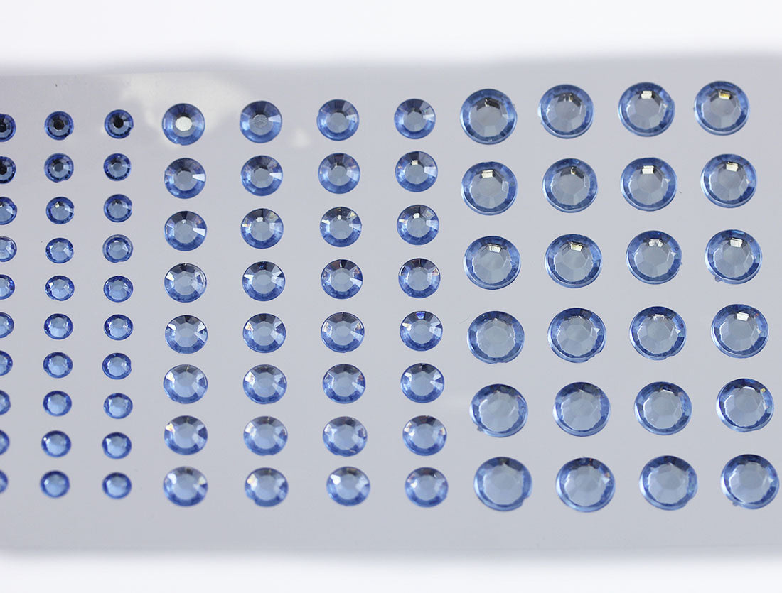 Light Blue Sapphire Self Adhesive Rhinestones 3 Sizes 4mm 6mm 8mm - 5 Sheets / 480PCS