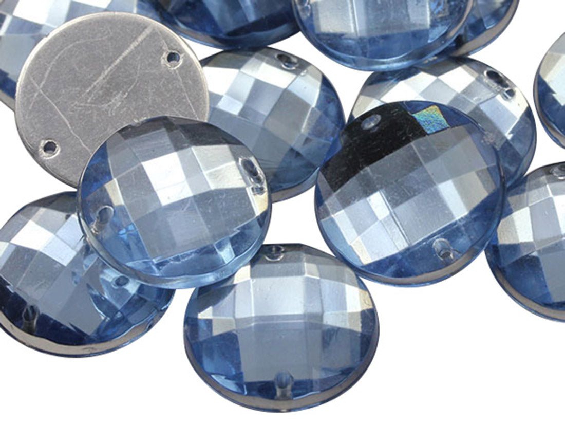 Light Blue Sapphire Sew On Round Gems