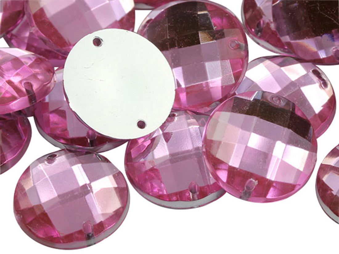 Light Pink Sew On Round Gems