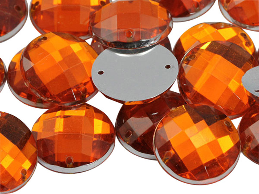 Orange Hyacinth Sew On Round Gems