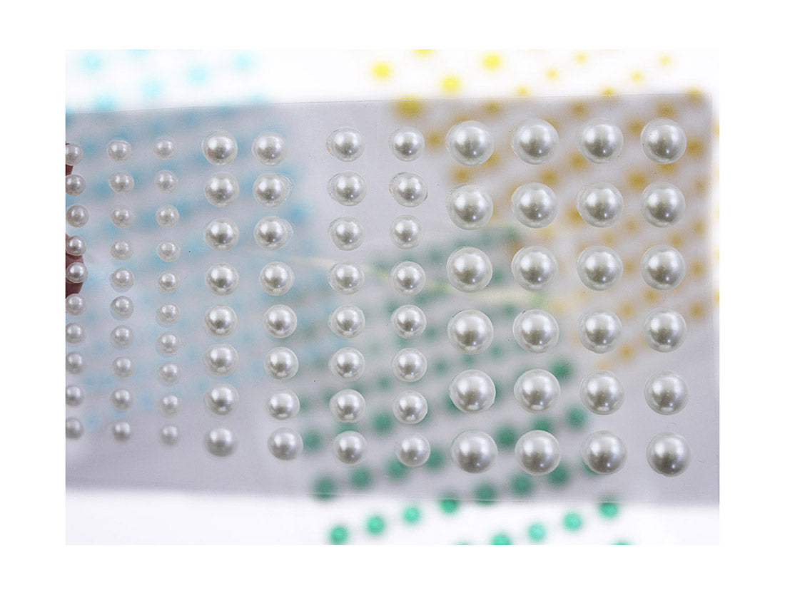 Pearl Self Adhesive Rhinestones 3 Sizes 4mm 6mm 8mm - 5 Sheets / 480PCS