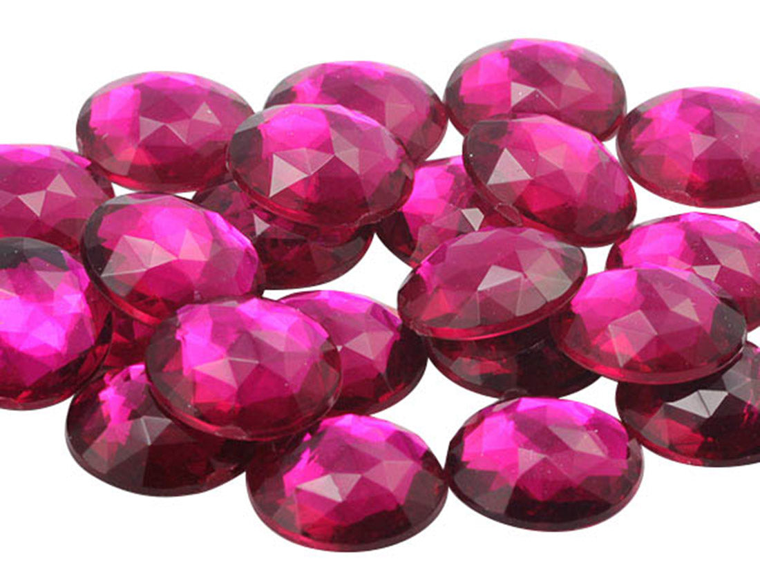 Pink Fuchsia Flat Back Round Gems