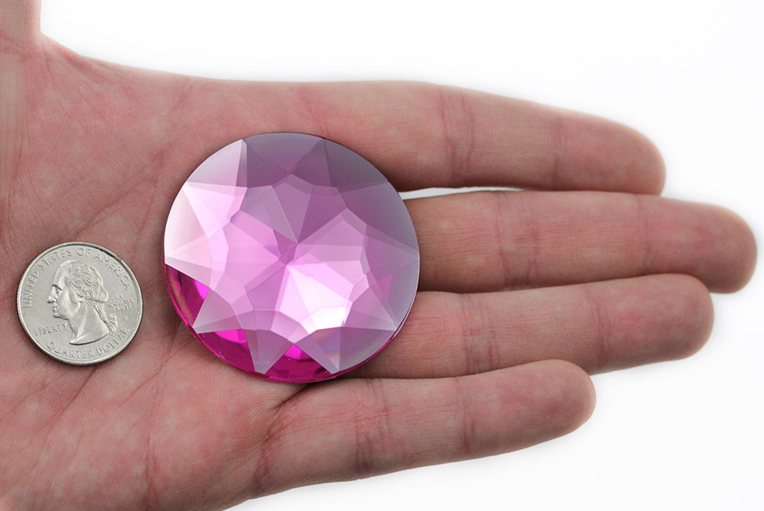 Pink Rose Extra Large Flat Back Round Gems