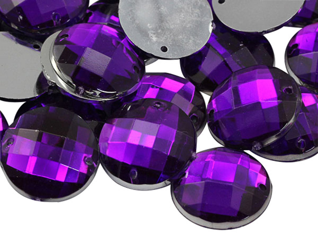 Purple Amethyst Sew On Round Gems
