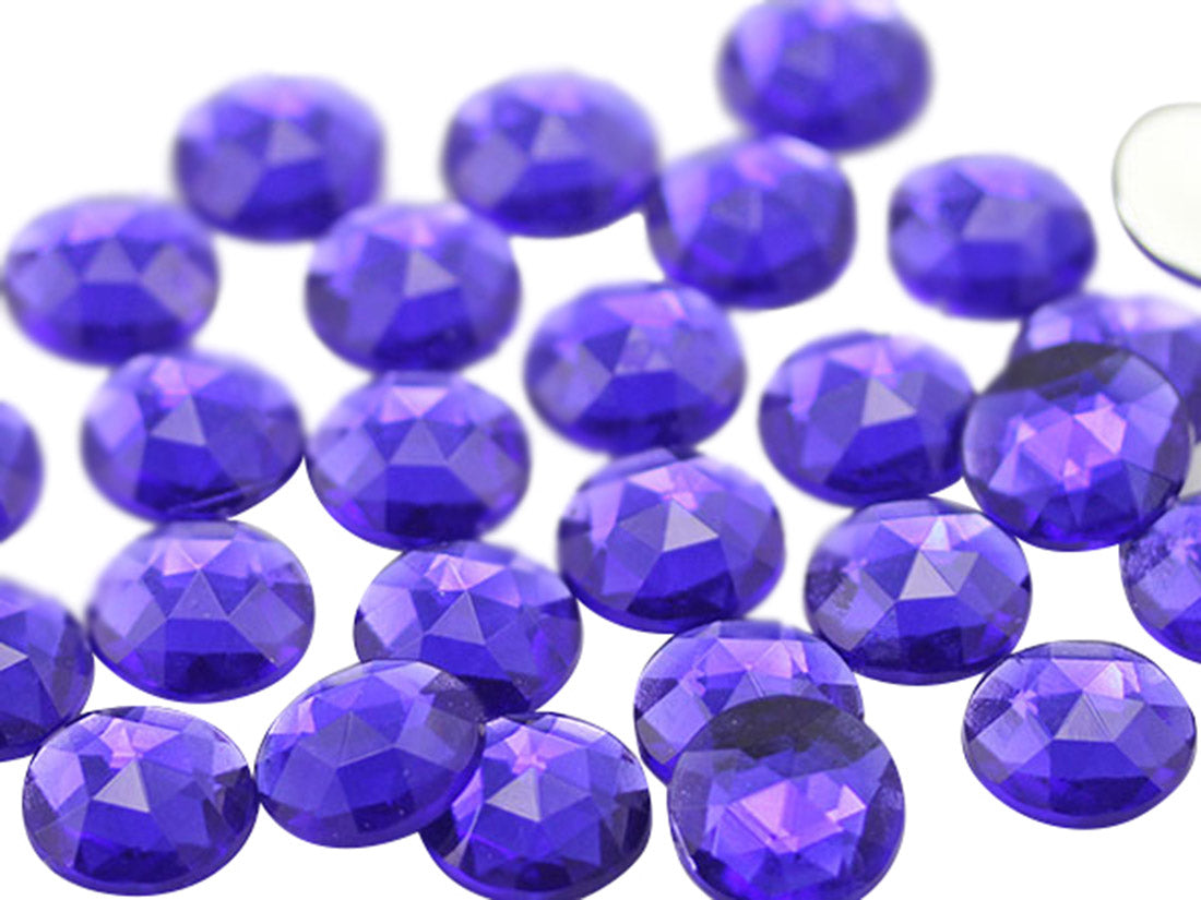 Purple Violet Flat Back Round Gems