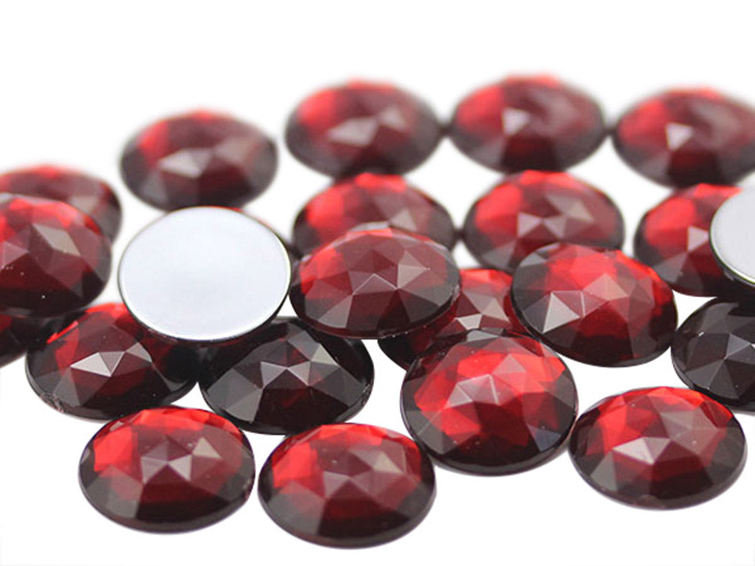 Red Dark Garnet Flat Back Round Gems