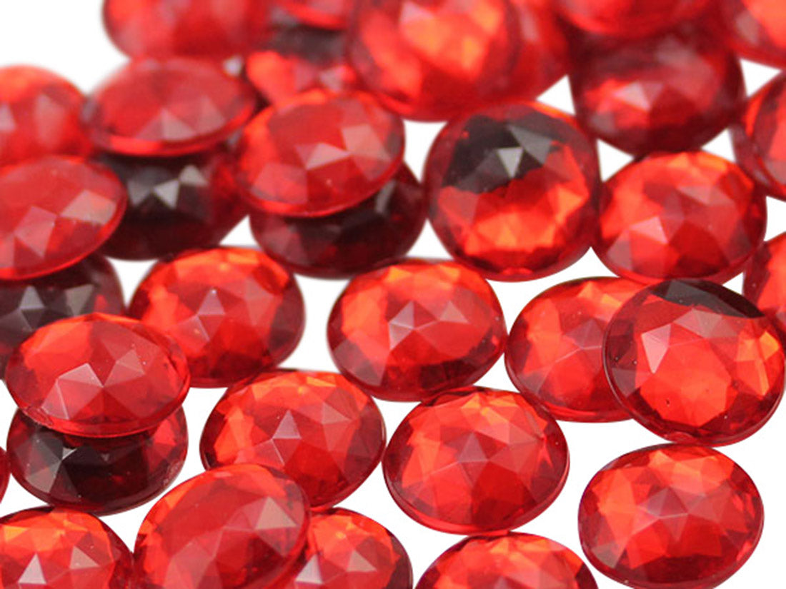 Red Light Siam Flat Back Round Gems