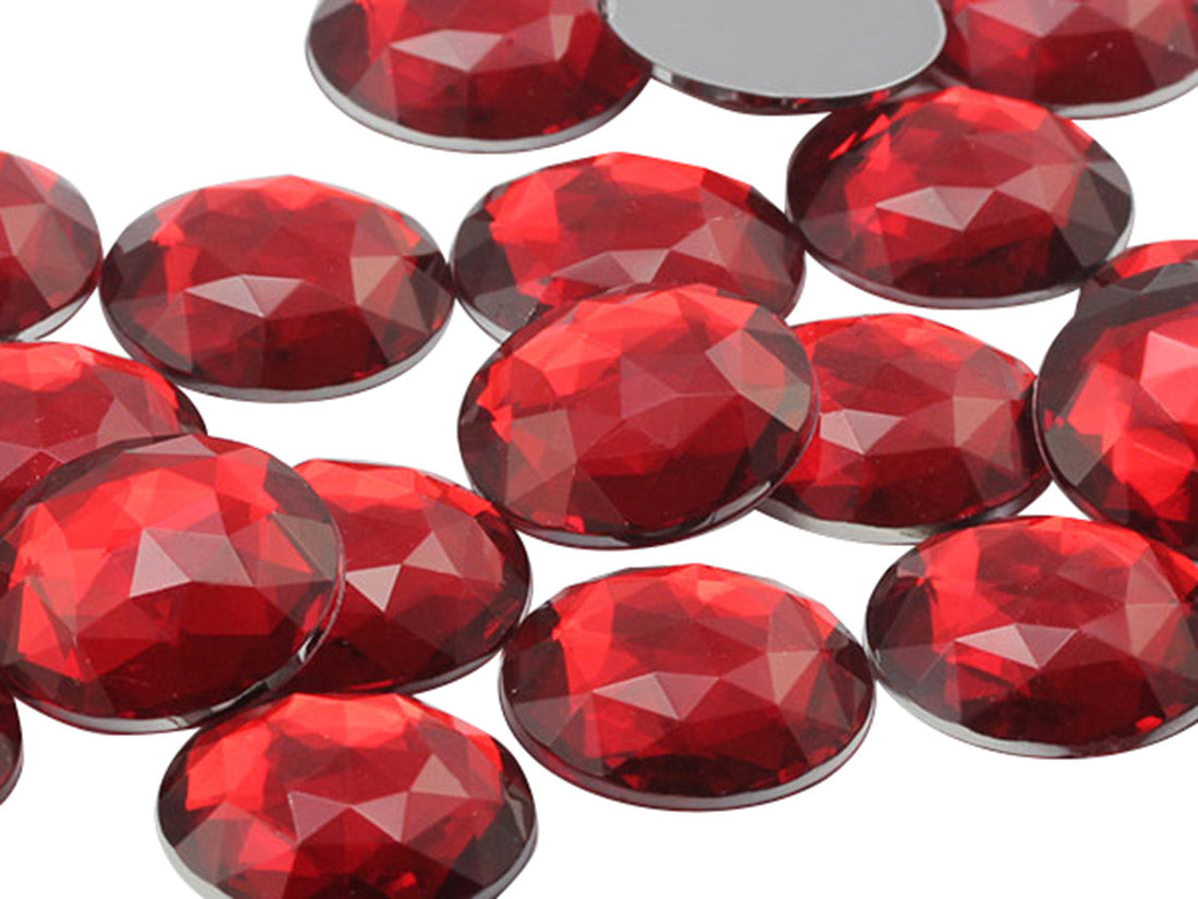 Red Ruby Flat Back Round Gems