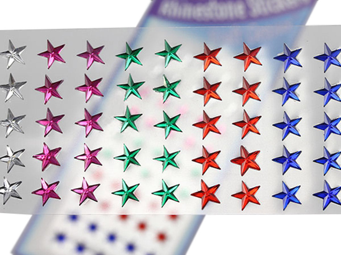 Stick On Star Gems For Face, Body and More 8mm 5 Sheet / 250 Pcs