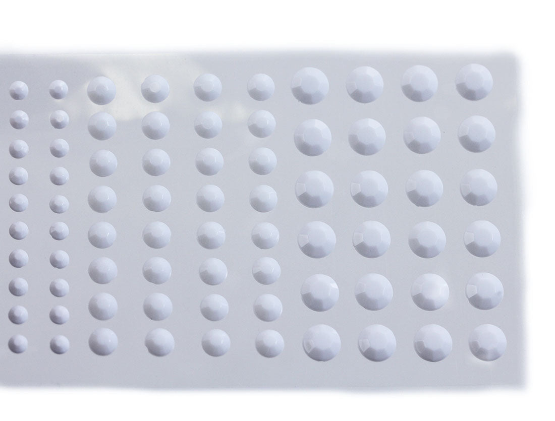 White Self Adhesive Rhinestones 3 Sizes 4mm 6mm 8mm - 5 Sheets / 480PCS