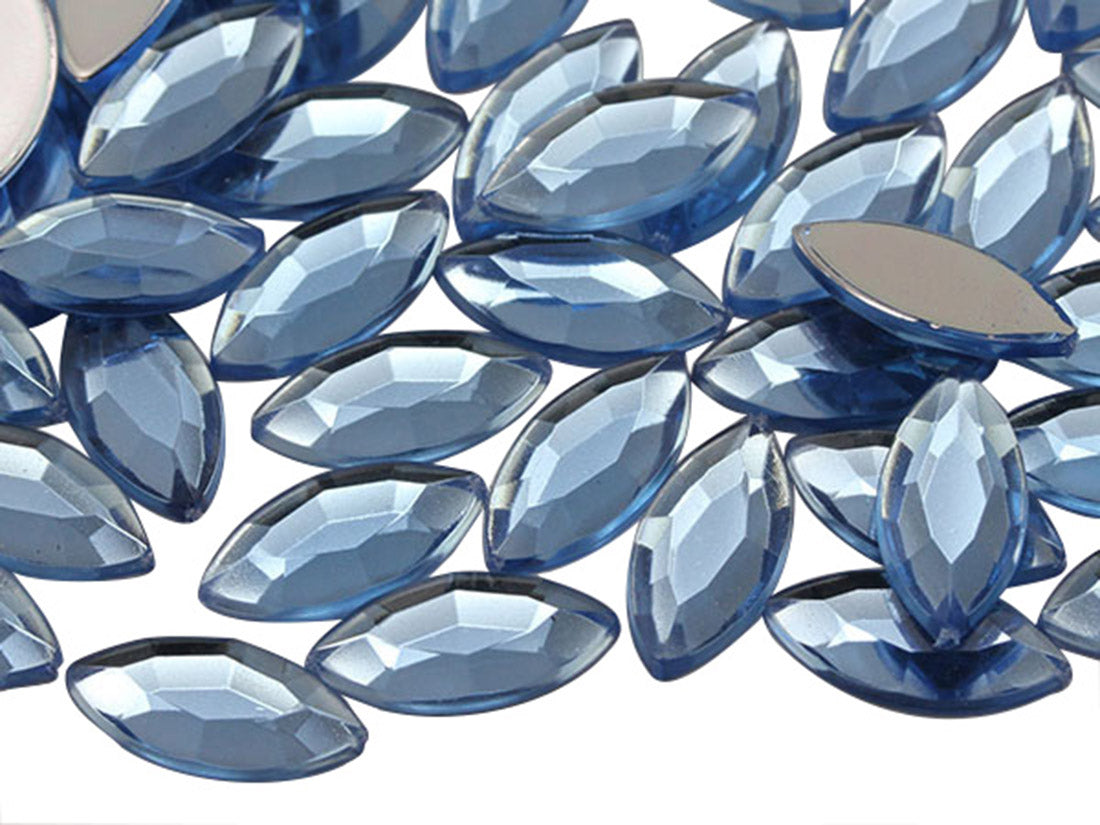 Blue Light Sapphire Flat Back Navette Gems
