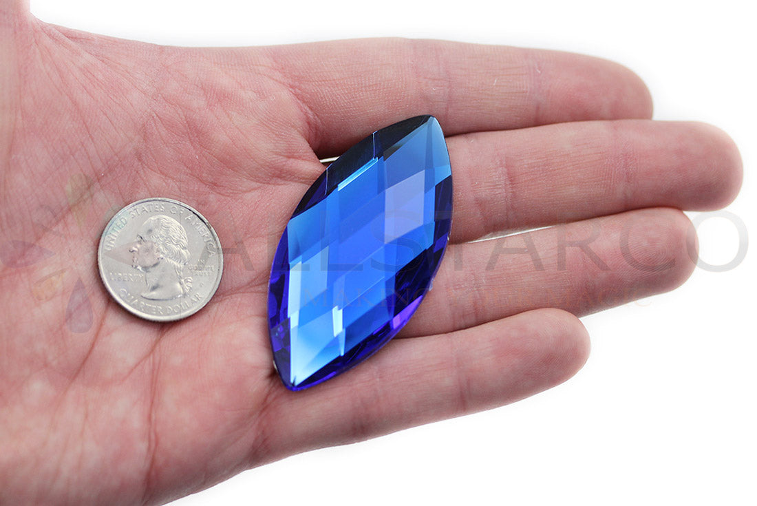 Blue Sapphire Extra Large Flat Back Navette Gems
