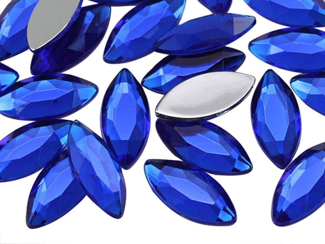 Blue Sapphire Flat Back Navette Gems