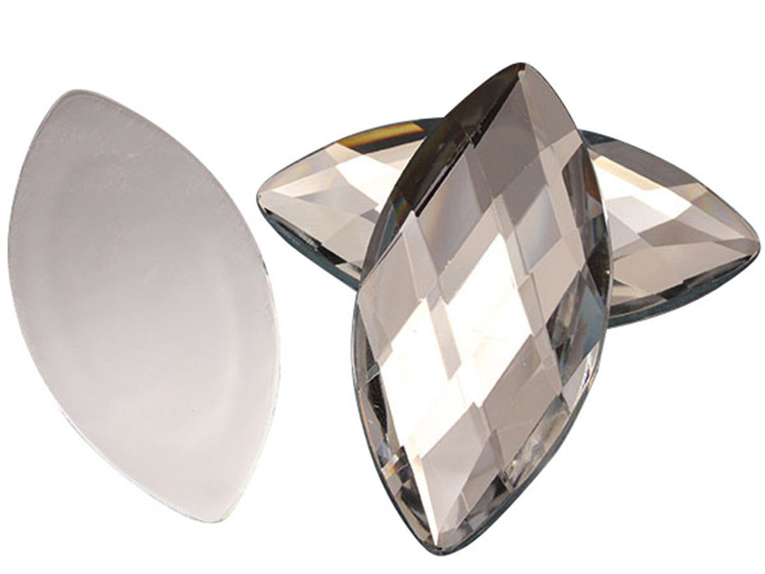 Crystal Clear Extra Large Flat Back Navette Gems
