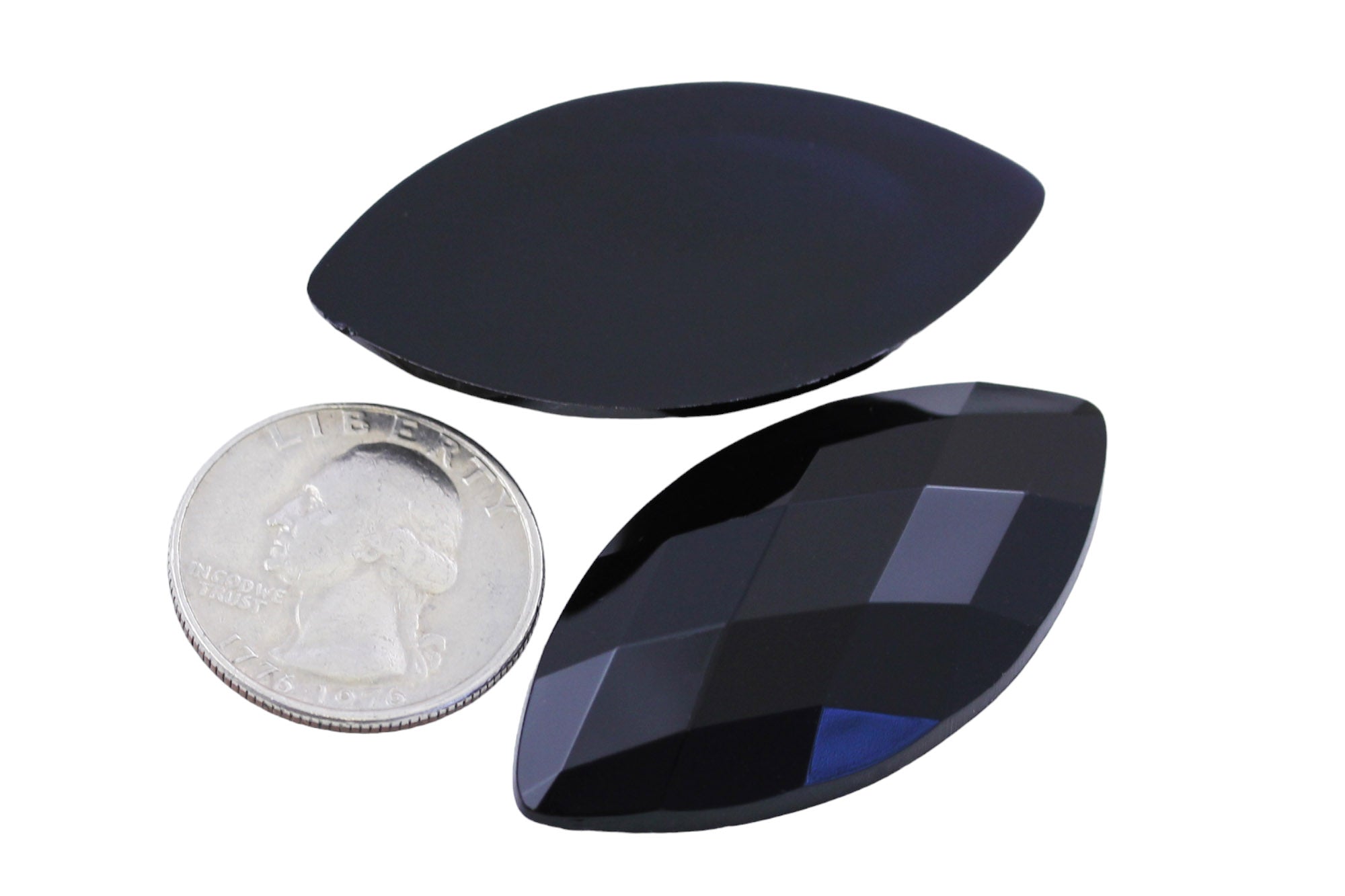 Jet Black Extra Large  Flat Back Navette Gems - 50x25mm - 2 Pieces
