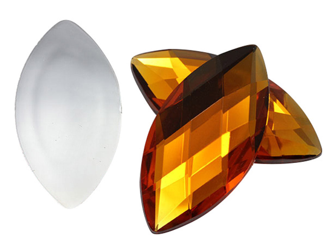 Orange Hyacinth Extra Large Flat Back Navette Gems