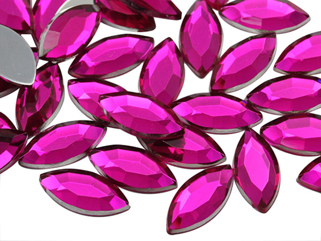 Pink Fuchsia Flat Back Navette Gems