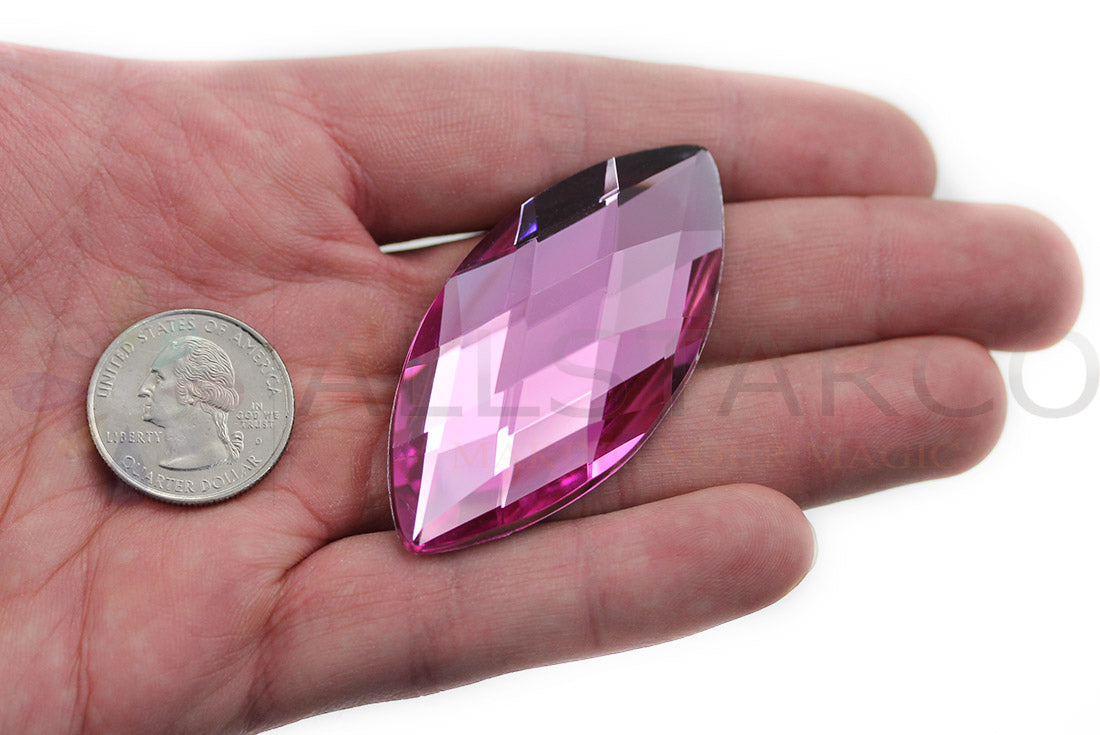 Pink Rose Extra Large Flat Back Navette Gems