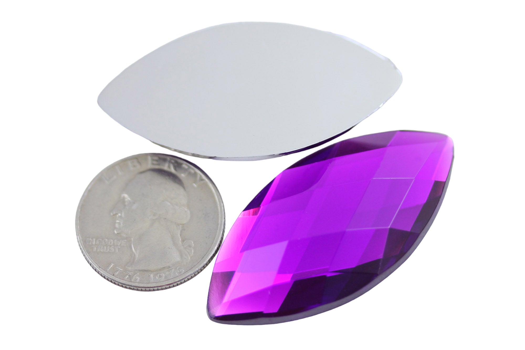 Purple Amethyst Extra Large Flat Back Navette Gems - 50x25mm - 2 Pieces