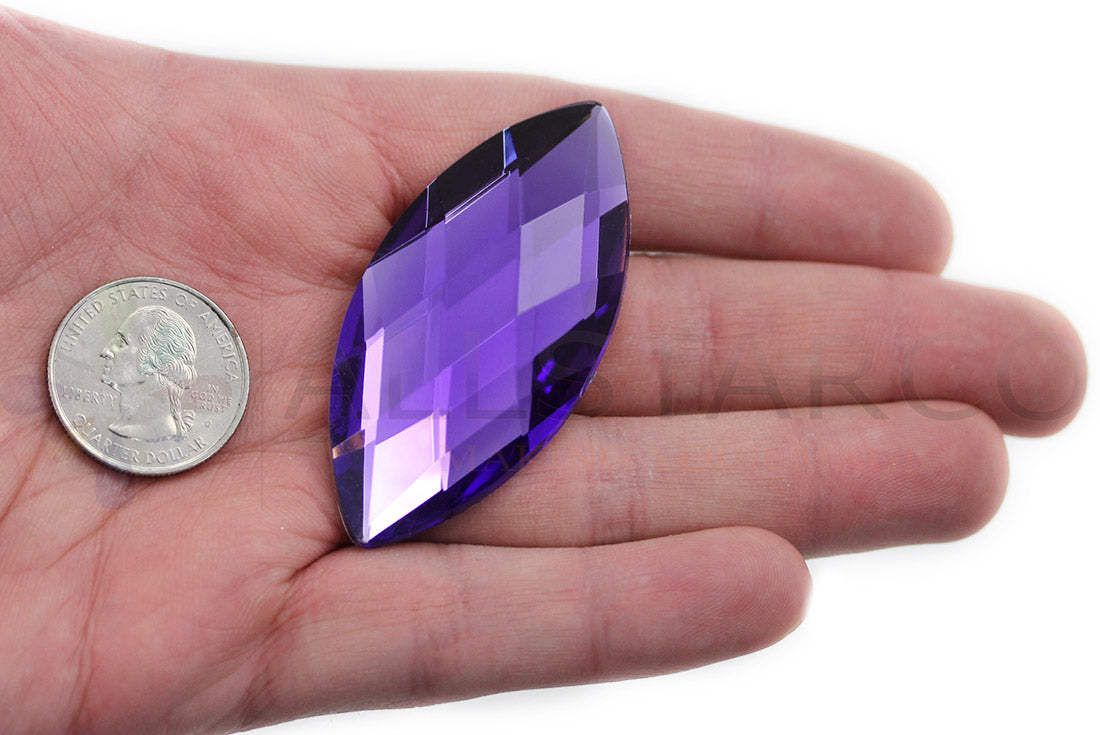 Purple Violet Extra Large Flat Back Navette Gems - 62x30mm - 2 Pieces