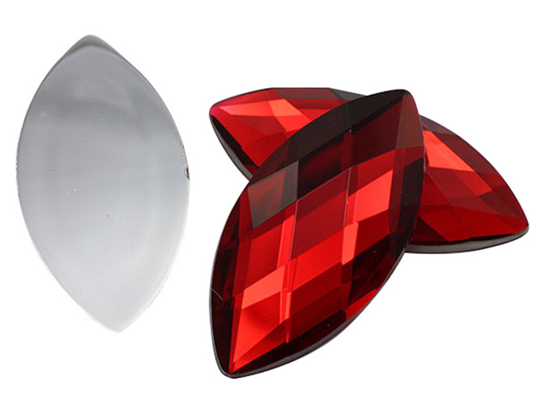 Red Ruby Extra Large Flat Back Navette Gems