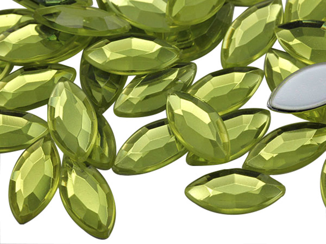 Yellow Jonquil lat Back Navette Gems - 15x7mm - 40 Pieces