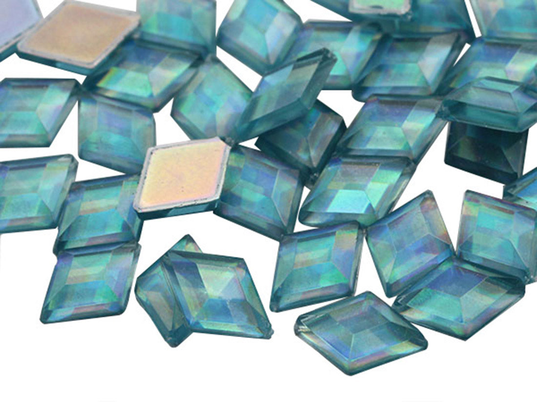 Blue Aqua AB Flat Back Diamond Gems - 10x7mm