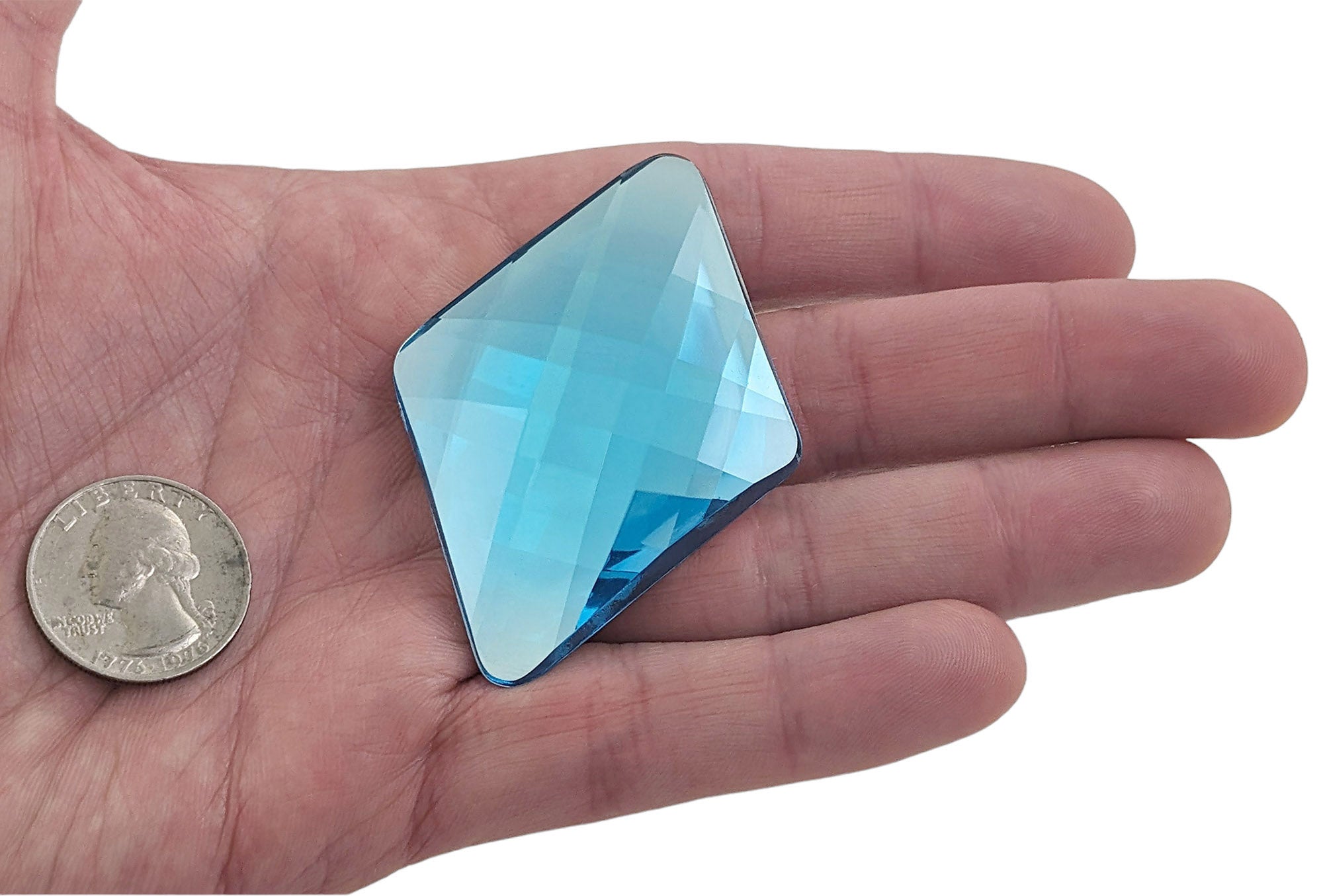 Blue Aqua Extra Large Flat Back Diamond Gems  - 67x48mm